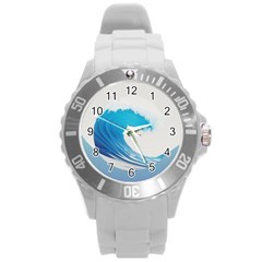 Wave Tsunami Tidal Wave Ocean Sea Water Round Plastic Sport Watch (l) by Wegoenart