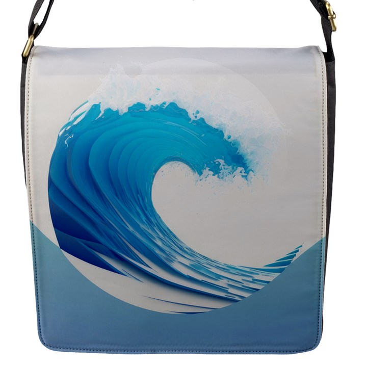 Wave Tsunami Tidal Wave Ocean Sea Water Flap Closure Messenger Bag (S)