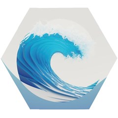 Wave Tsunami Tidal Wave Ocean Sea Water Wooden Puzzle Hexagon by Wegoenart