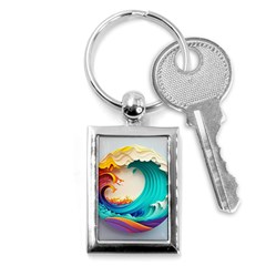 Tsunami Tidal Wave Wave Minimalist Ocean Sea 3 Key Chain (rectangle) by Wegoenart