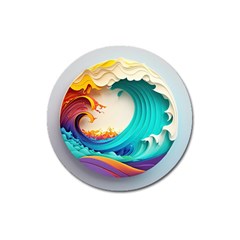 Tsunami Tidal Wave Wave Minimalist Ocean Sea 3 Magnet 3  (round) by Wegoenart