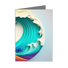 Tsunami Tidal Wave Wave Minimalist Ocean Sea 3 Mini Greeting Card by Wegoenart