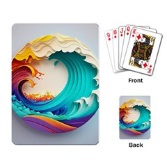 Tsunami Tidal Wave Wave Minimalist Ocean Sea 3 Playing Cards Single Design (rectangle) by Wegoenart