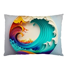 Tsunami Tidal Wave Wave Minimalist Ocean Sea 3 Pillow Case by Wegoenart