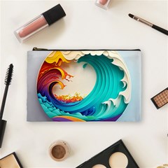 Tsunami Tidal Wave Wave Minimalist Ocean Sea 3 Cosmetic Bag (medium) by Wegoenart