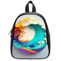 Tsunami Tidal Wave Wave Minimalist Ocean Sea 3 School Bag (small) by Wegoenart