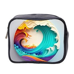 Tsunami Tidal Wave Wave Minimalist Ocean Sea 3 Mini Toiletries Bag (two Sides)