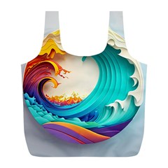 Tsunami Tidal Wave Wave Minimalist Ocean Sea 3 Full Print Recycle Bag (l) by Wegoenart