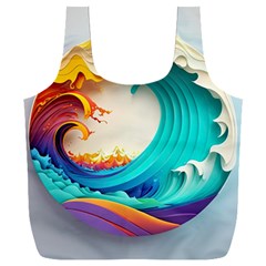 Tsunami Tidal Wave Wave Minimalist Ocean Sea 3 Full Print Recycle Bag (xxxl) by Wegoenart