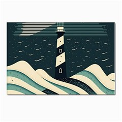 Lighthouse Abstract Ocean Sea Waves Water Blue Postcard 4 x 6  (pkg Of 10) by Wegoenart