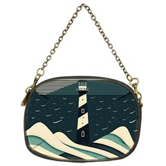 Lighthouse Abstract Ocean Sea Waves Water Blue Chain Purse (two Sides) by Wegoenart