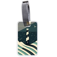 Lighthouse Abstract Ocean Sea Waves Water Blue Luggage Tag (one Side) by Wegoenart