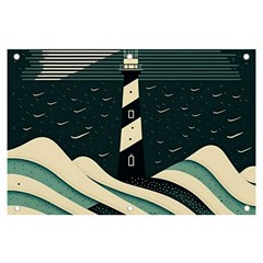 Lighthouse Abstract Ocean Sea Waves Water Blue Banner And Sign 6  X 4  by Wegoenart