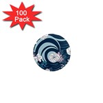 Flowers Pattern Floral Ocean Abstract Digital Art 1  Mini Magnets (100 pack)  Front