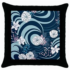 Flowers Pattern Floral Ocean Abstract Digital Art Throw Pillow Case (black) by Wegoenart