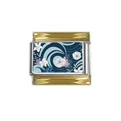 Flowers Pattern Floral Ocean Abstract Digital Art Gold Trim Italian Charm (9mm)