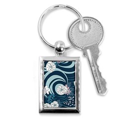 Flowers Pattern Floral Ocean Abstract Digital Art Key Chain (Rectangle)