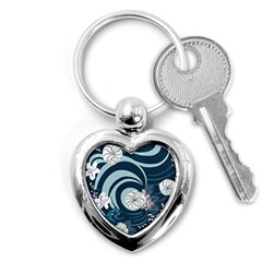 Flowers Pattern Floral Ocean Abstract Digital Art Key Chain (Heart)