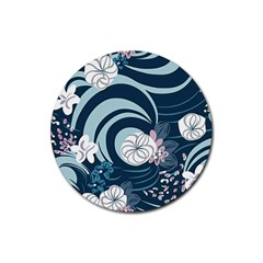 Flowers Pattern Floral Ocean Abstract Digital Art Rubber Round Coaster (4 pack)