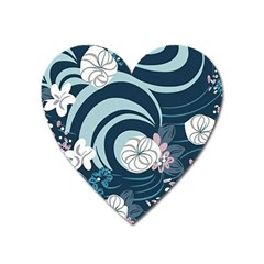 Flowers Pattern Floral Ocean Abstract Digital Art Heart Magnet