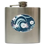 Flowers Pattern Floral Ocean Abstract Digital Art Hip Flask (6 oz) Front