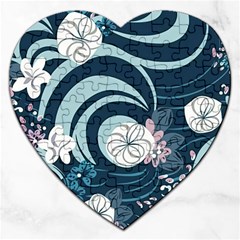 Flowers Pattern Floral Ocean Abstract Digital Art Jigsaw Puzzle (Heart)