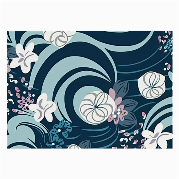 Flowers Pattern Floral Ocean Abstract Digital Art Large Glasses Cloth