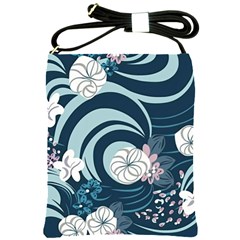 Flowers Pattern Floral Ocean Abstract Digital Art Shoulder Sling Bag by Wegoenart