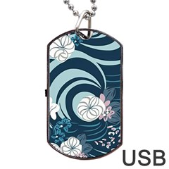 Flowers Pattern Floral Ocean Abstract Digital Art Dog Tag USB Flash (One Side)