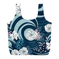 Flowers Pattern Floral Ocean Abstract Digital Art Full Print Recycle Bag (L)