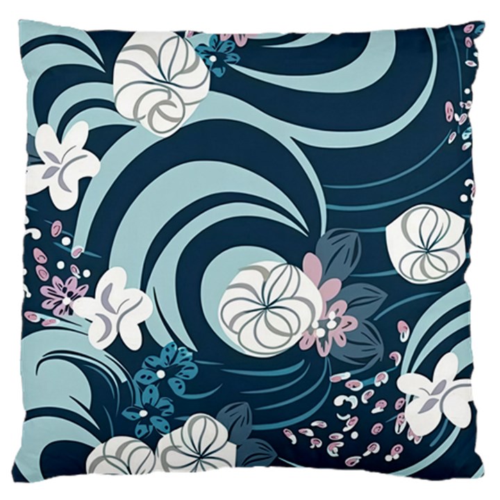 Flowers Pattern Floral Ocean Abstract Digital Art Large Premium Plush Fleece Cushion Case (One Side)