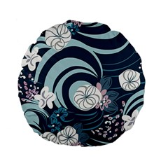 Flowers Pattern Floral Ocean Abstract Digital Art Standard 15  Premium Flano Round Cushions