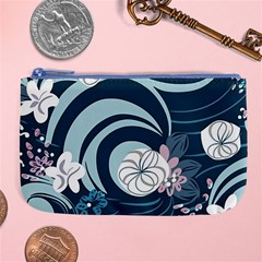 Flowers Pattern Floral Ocean Abstract Digital Art Large Coin Purse