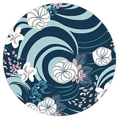 Flowers Pattern Floral Ocean Abstract Digital Art Round Trivet