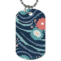 Waves Flowers Pattern Water Floral Minimalist Dog Tag (one Side) by Wegoenart