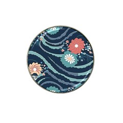 Waves Flowers Pattern Water Floral Minimalist Hat Clip Ball Marker by Wegoenart