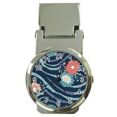 Waves Flowers Pattern Water Floral Minimalist Money Clip Watches by Wegoenart