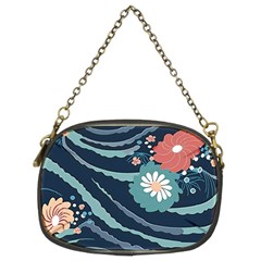 Waves Flowers Pattern Water Floral Minimalist Chain Purse (two Sides) by Wegoenart