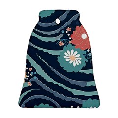 Waves Flowers Pattern Water Floral Minimalist Ornament (bell)