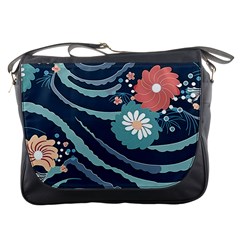 Waves Flowers Pattern Water Floral Minimalist Messenger Bag by Wegoenart