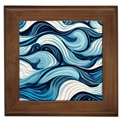 Pattern Ocean Waves Arctic Ocean Blue Nature Sea Framed Tile by Wegoenart