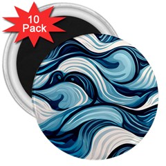 Pattern Ocean Waves Arctic Ocean Blue Nature Sea 3  Magnets (10 Pack)  by Wegoenart