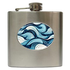 Pattern Ocean Waves Arctic Ocean Blue Nature Sea Hip Flask (6 Oz) by Wegoenart