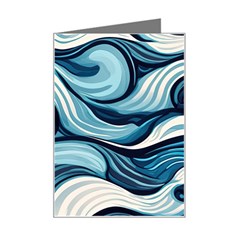 Pattern Ocean Waves Arctic Ocean Blue Nature Sea Mini Greeting Card by Wegoenart