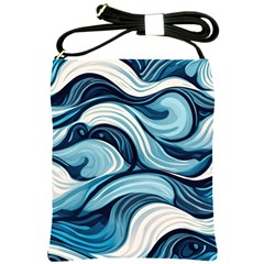 Pattern Ocean Waves Arctic Ocean Blue Nature Sea Shoulder Sling Bag by Wegoenart