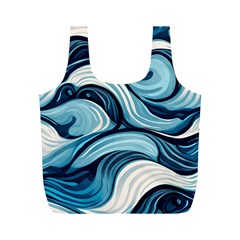 Pattern Ocean Waves Arctic Ocean Blue Nature Sea Full Print Recycle Bag (m) by Wegoenart