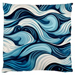 Pattern Ocean Waves Arctic Ocean Blue Nature Sea Large Premium Plush Fleece Cushion Case (one Side) by Wegoenart