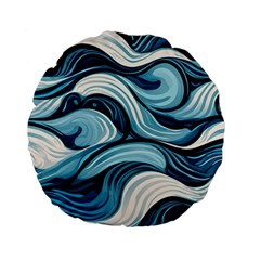 Pattern Ocean Waves Arctic Ocean Blue Nature Sea Standard 15  Premium Flano Round Cushions by Wegoenart