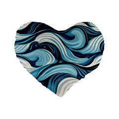 Pattern Ocean Waves Arctic Ocean Blue Nature Sea Standard 16  Premium Flano Heart Shape Cushions by Wegoenart