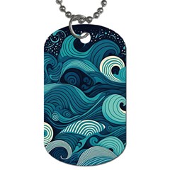 Waves Ocean Sea Abstract Whimsical Abstract Art Dog Tag (one Side) by Wegoenart